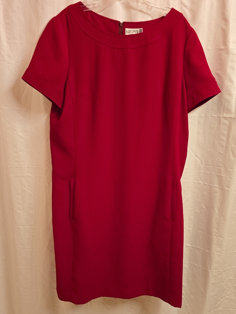 Kasper Deep Red Short-Sleeve Shift Dress
